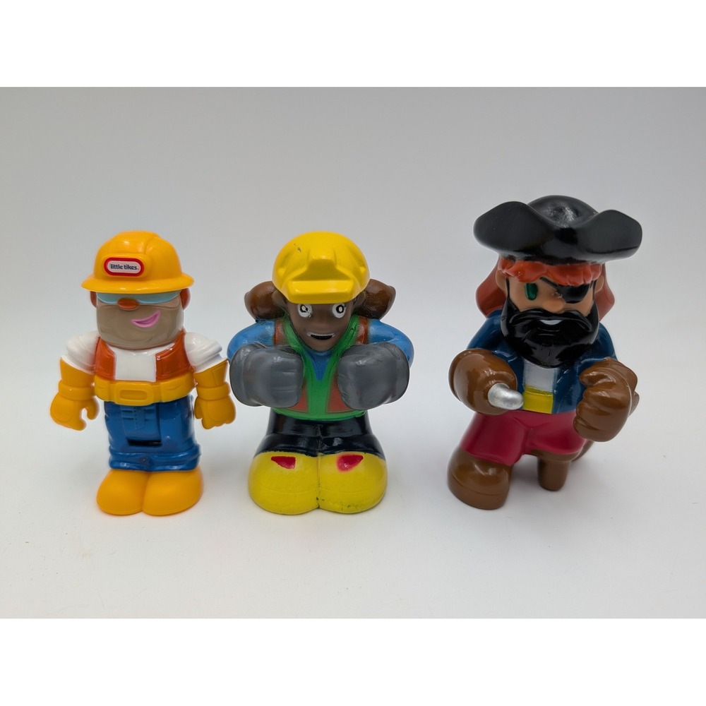 Little Tikes Construction Worker Pirate Figures Hard Hat‎ Safety Vest Lot of 3
